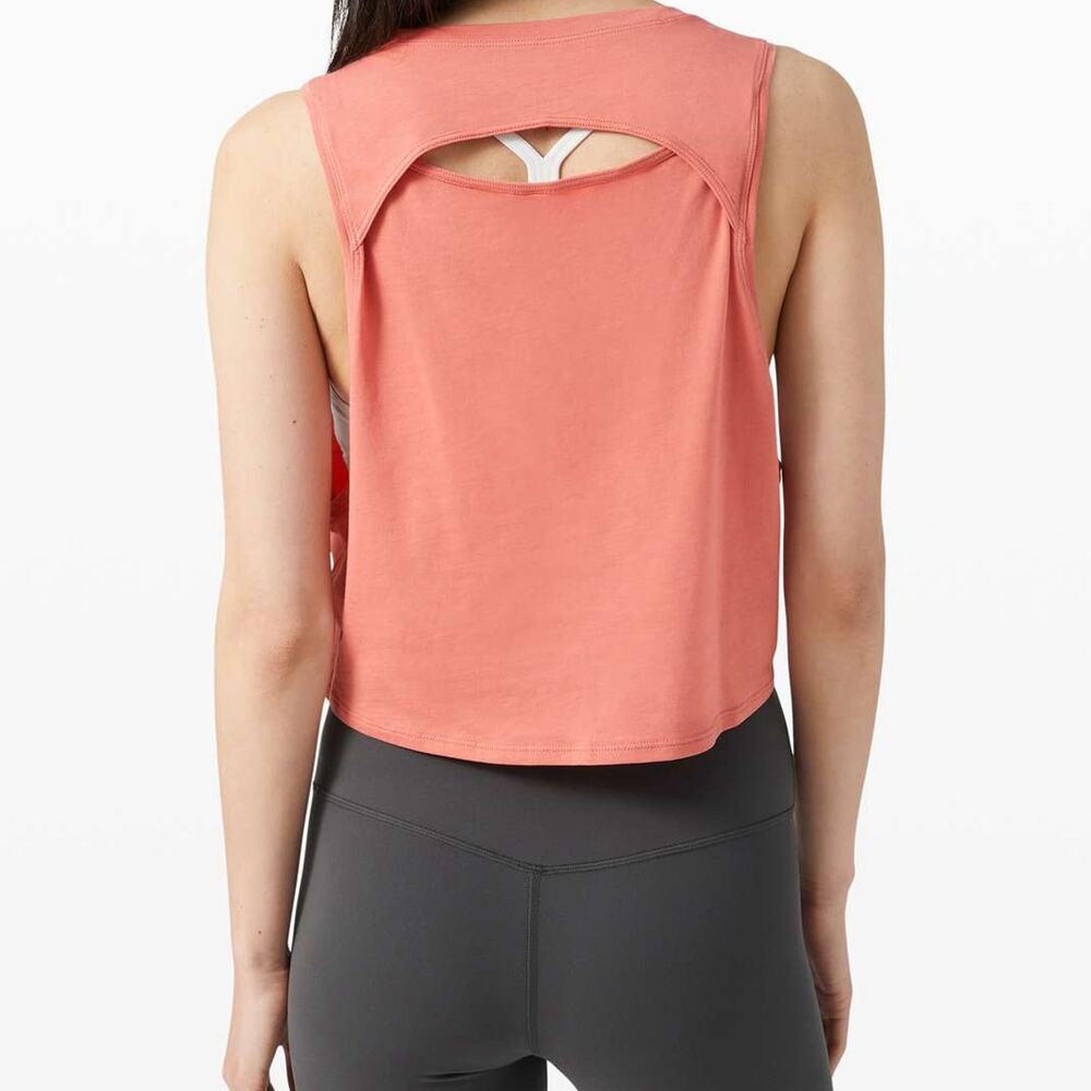 Lululemon Cut Back Cropped Tank Top Coral Sz 4